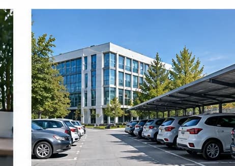 Çağdaş kampüs binası yanında otopark