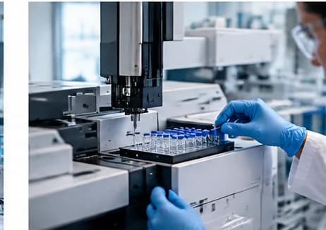 Laboratuvarda numune analizi yapan araştırmacı